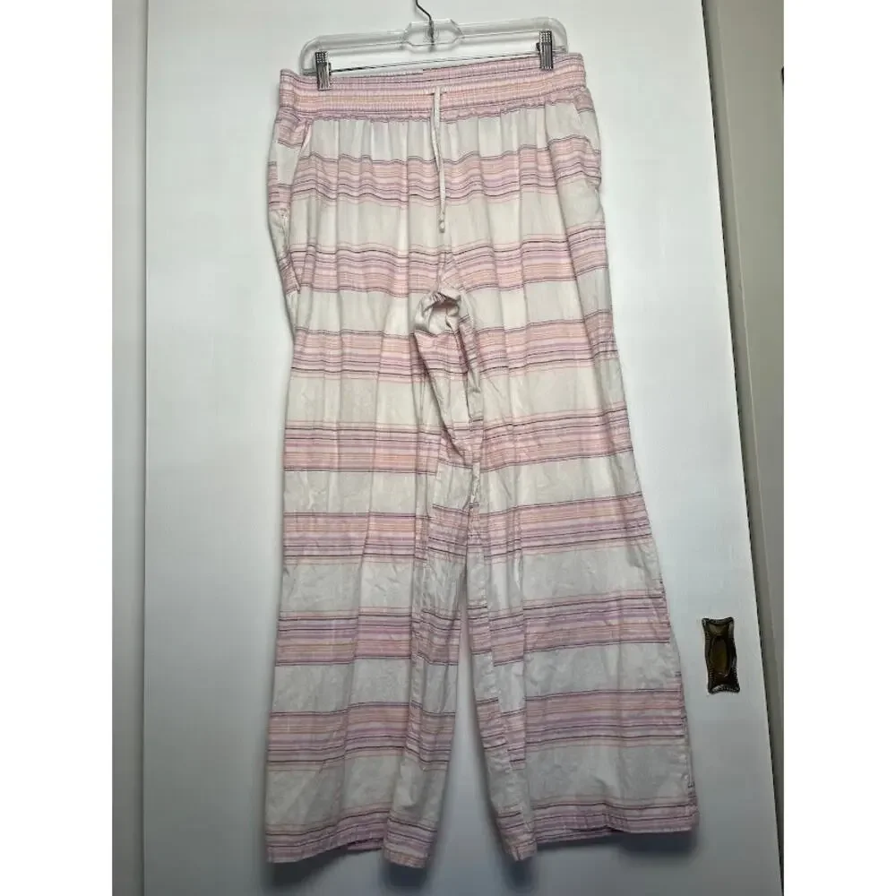 Striped Pajama Set Womens Size Large Tank Top and Wide Leg Pants‎ Cotton Set